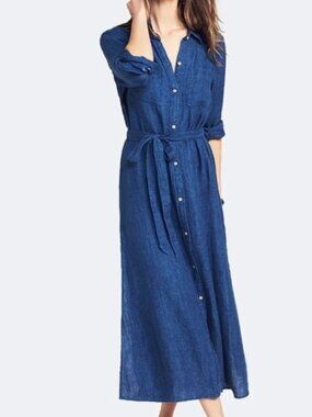 Faherty Indigo Maxi Shirt Dress – Size S